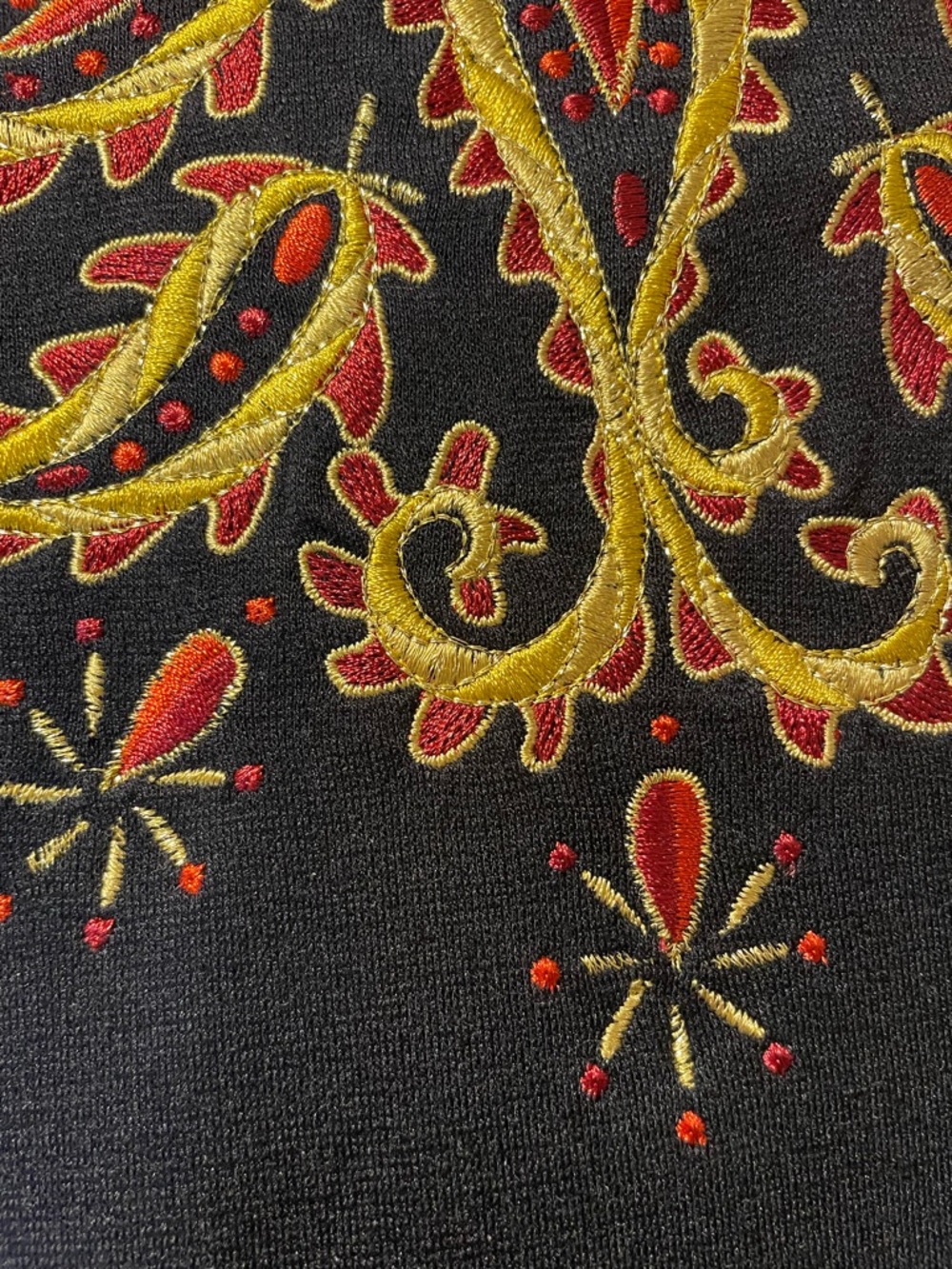 Bob Mackie Black Tunic with Gold and Red Embroidery - Picture 12 of 12